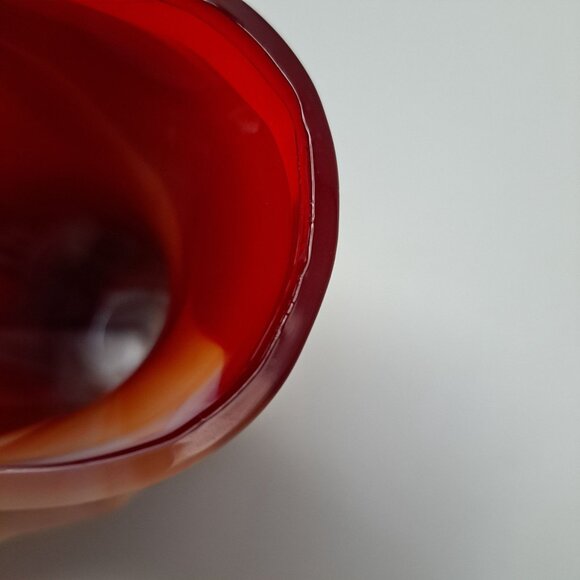 Imperial Slag Glass Basket Swirled Red & White Design Vintage Decorative Piece - Picture 12 of 16